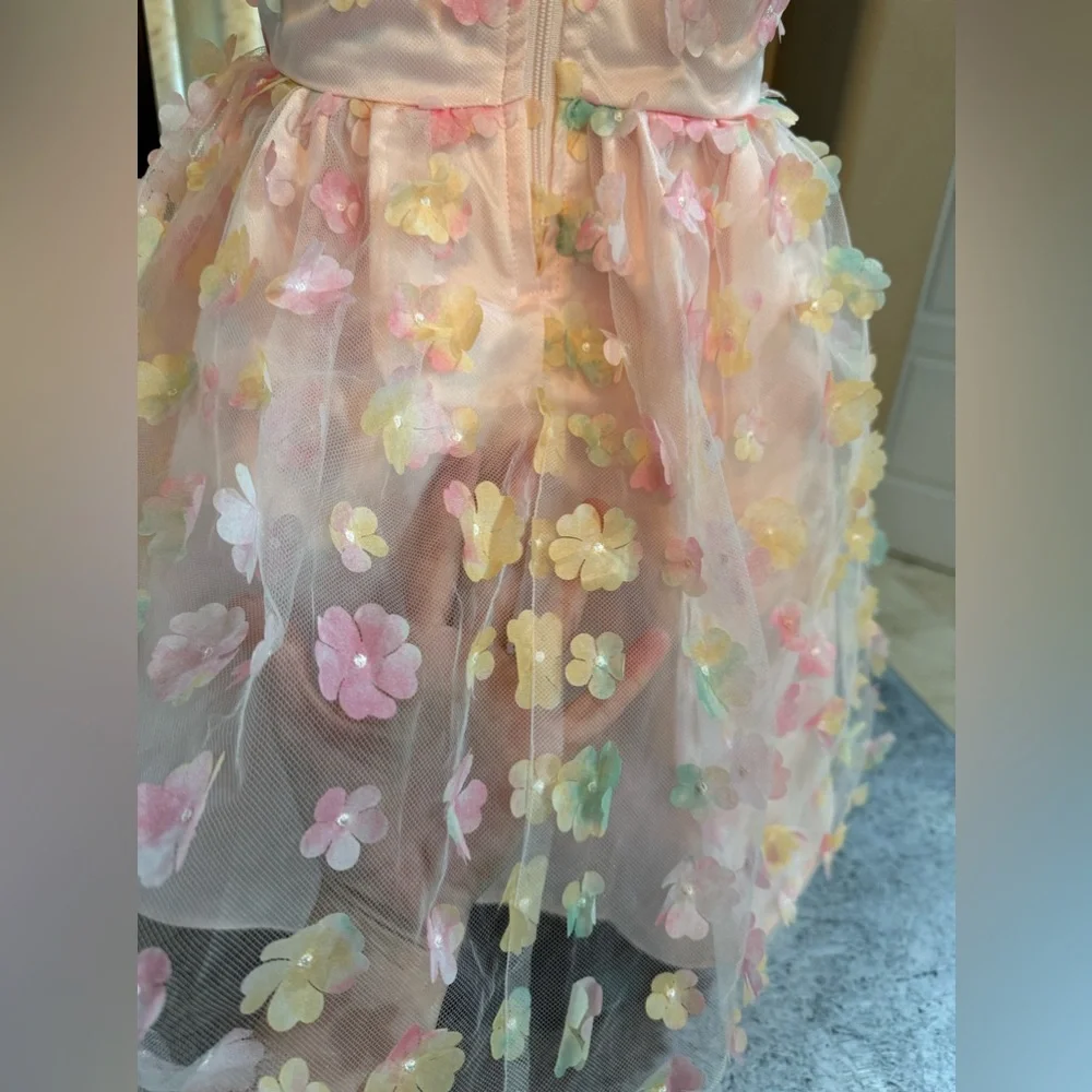 🌸US ANGELS- Girls' 3D Floral Fit & Flare Dress🌸 - Picture 3 of 8